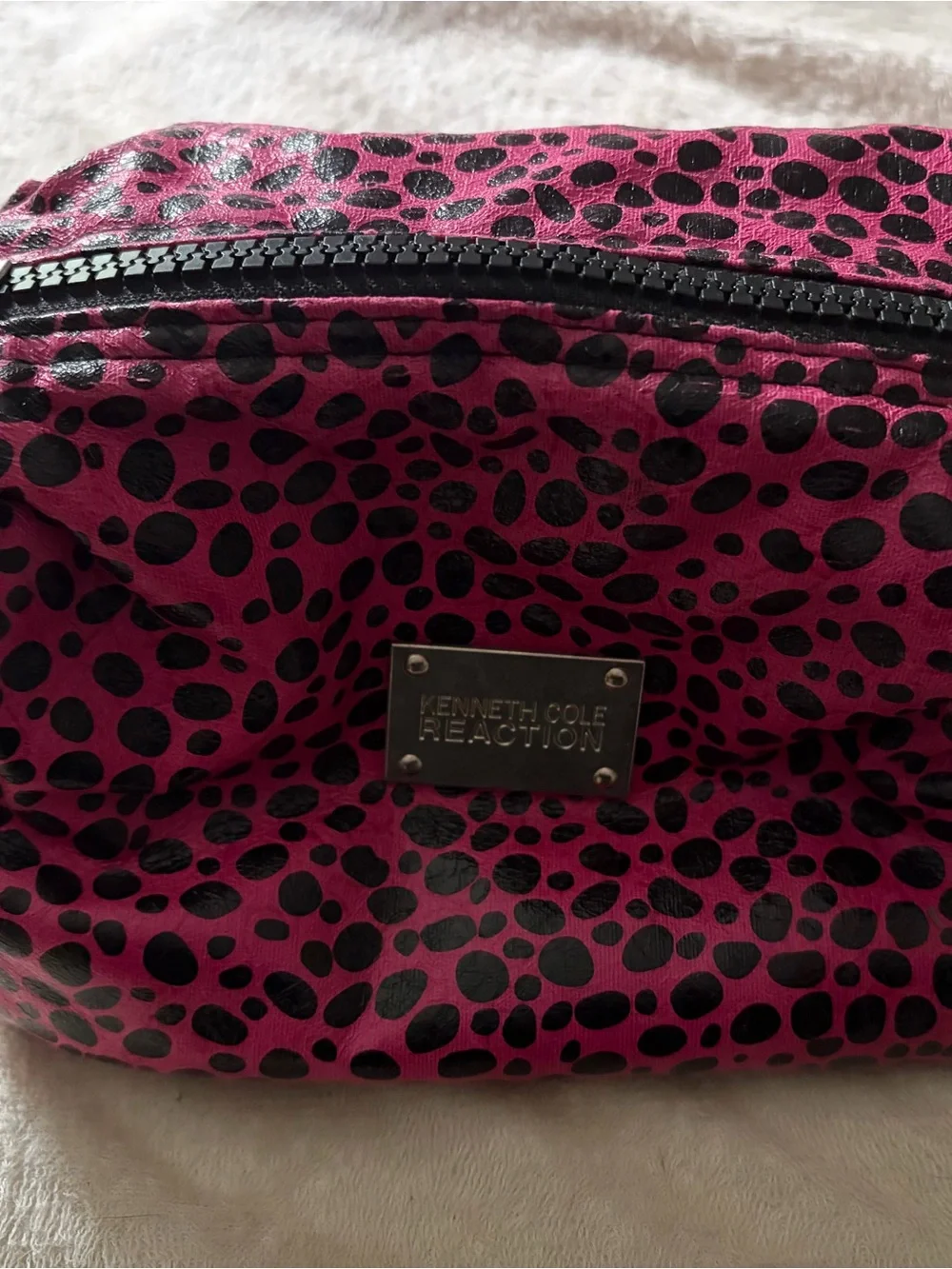 Kenneth Cole Reaction Pink and Black Leopard Cosmetic Pouch